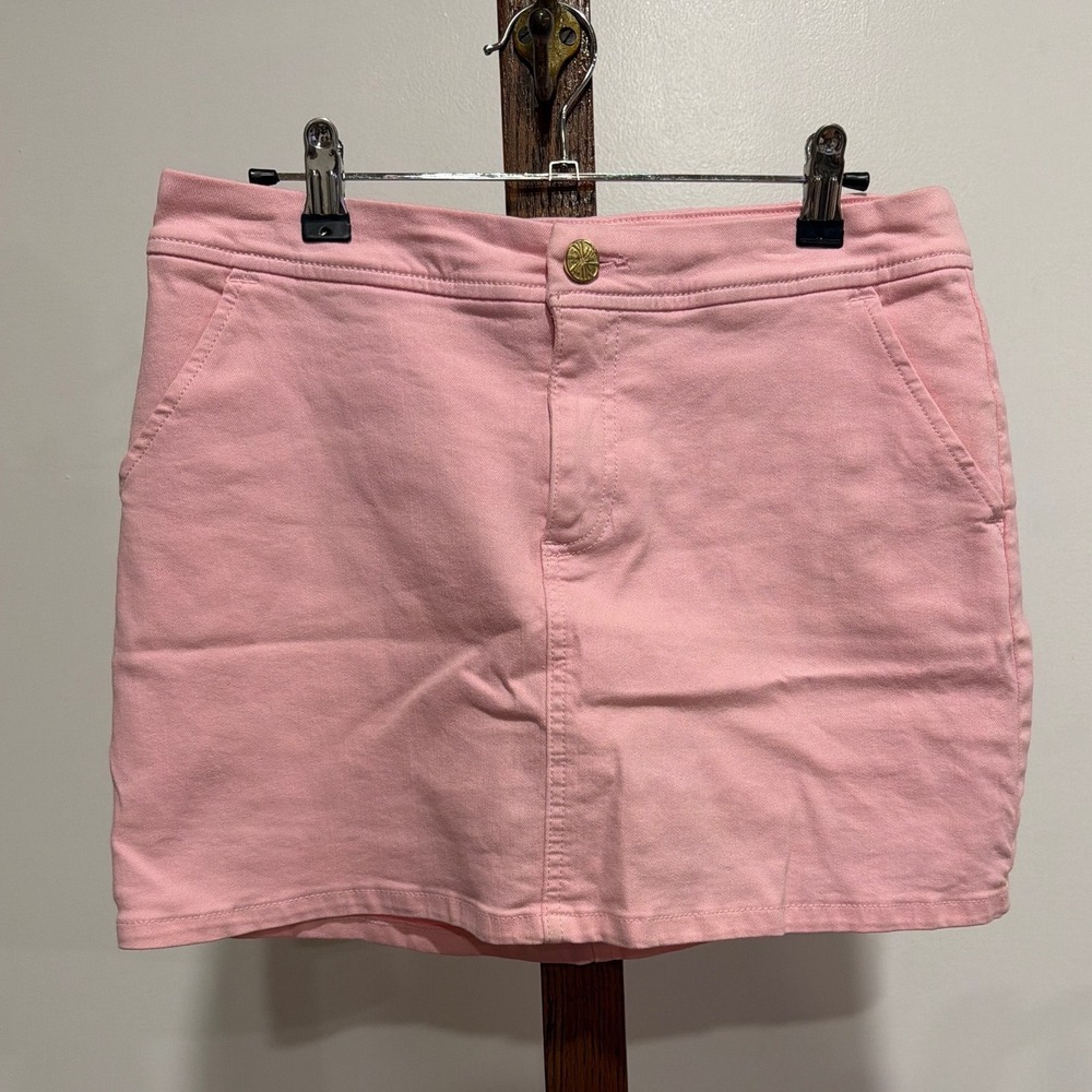 Lilly Pulitzer Pink Denim Golf Tennis Skort 2 Mini Preppy Stretch Short Coquette